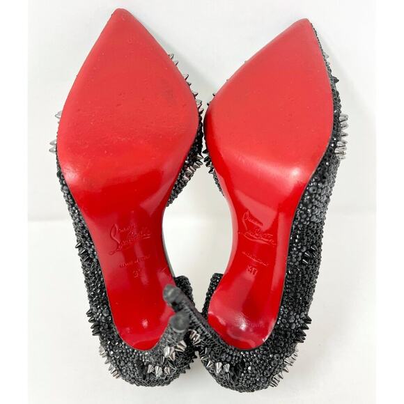 Christian Louboutin Iriza Bling Bang Crystal Spike Suede Pumps 37 - Picture 7 of 8